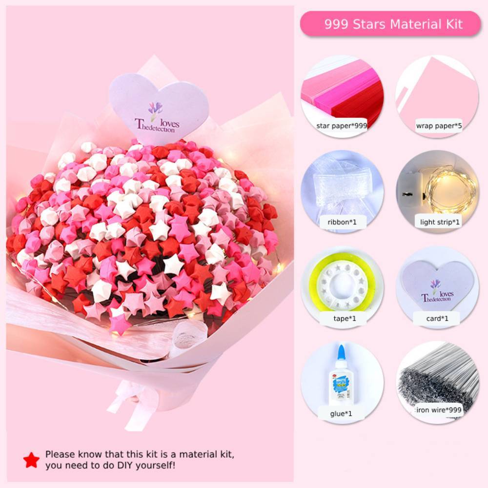 Set Di Bouquet Di Stelle Di Carta Portafortuna Fai-da-te, Regali Di San Valentino Per Gli Innamorati - tuacollananome