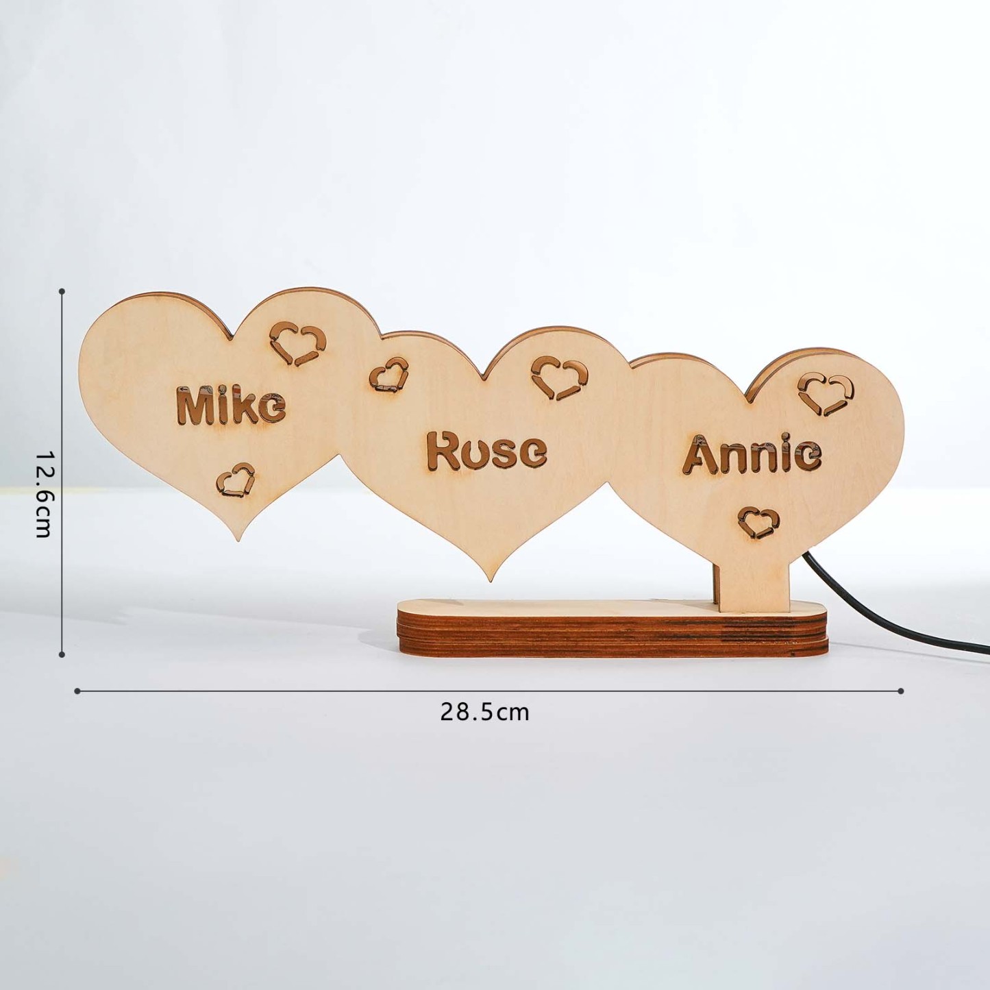 Lampada A Forma Di Cuore In Legno Con Nome Personalizzato, Decorazioni Per La Casa, Regali Per L'inaugurazione Della Casa - tuacollananome