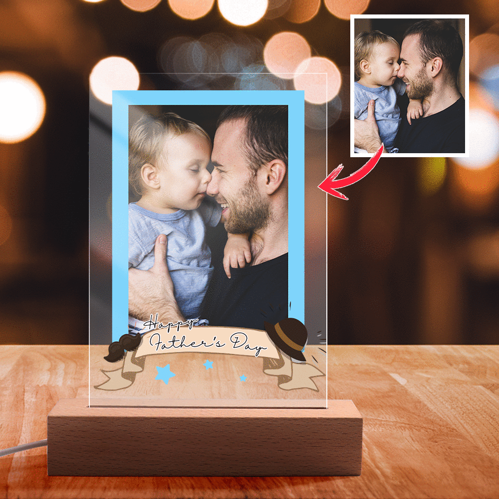 Custom Photo Engraved Night Light Father's Day Memorial Gift - yournamenecklace