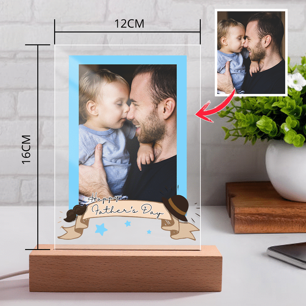 Custom Photo Engraved Night Light Father's Day Memorial Gift - yournamenecklace
