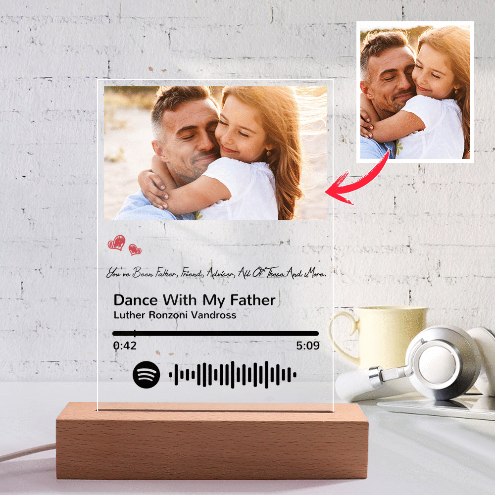 Scannable Spotify Code Night Light Photo Engraved Acrylic Father's Day Gifts - soufeelus