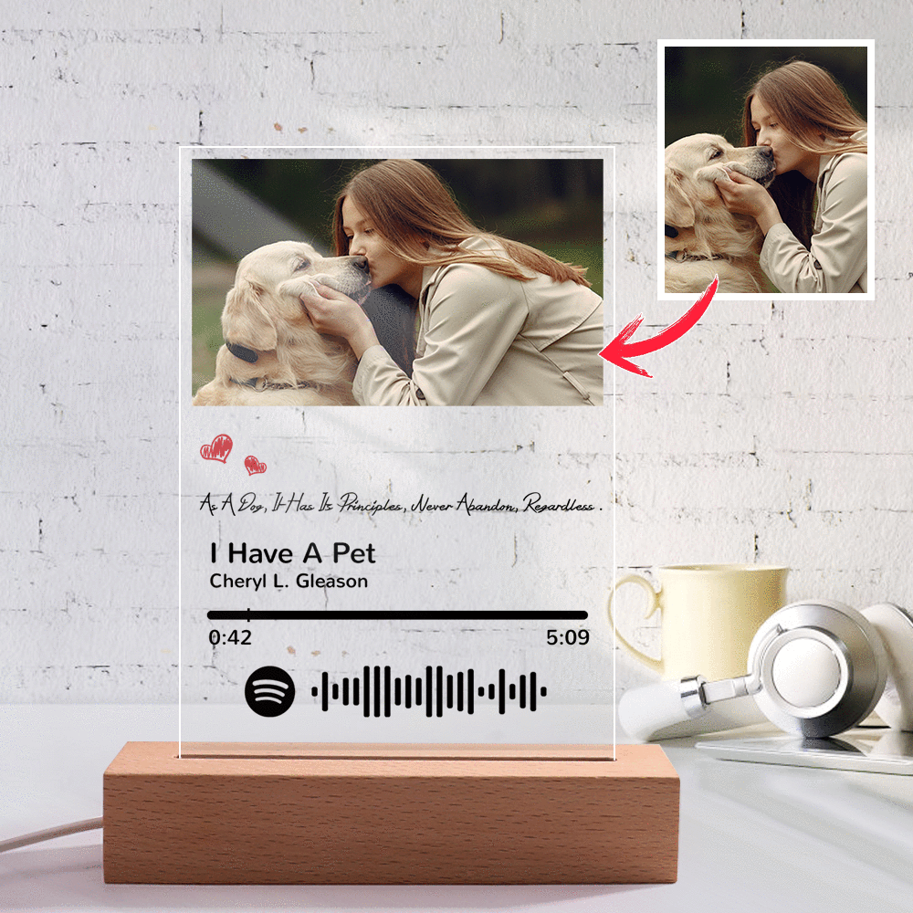 Scannable Spotify Code Night Light Photo Engraved Acrylic Pet Theme Gifts - soufeelus