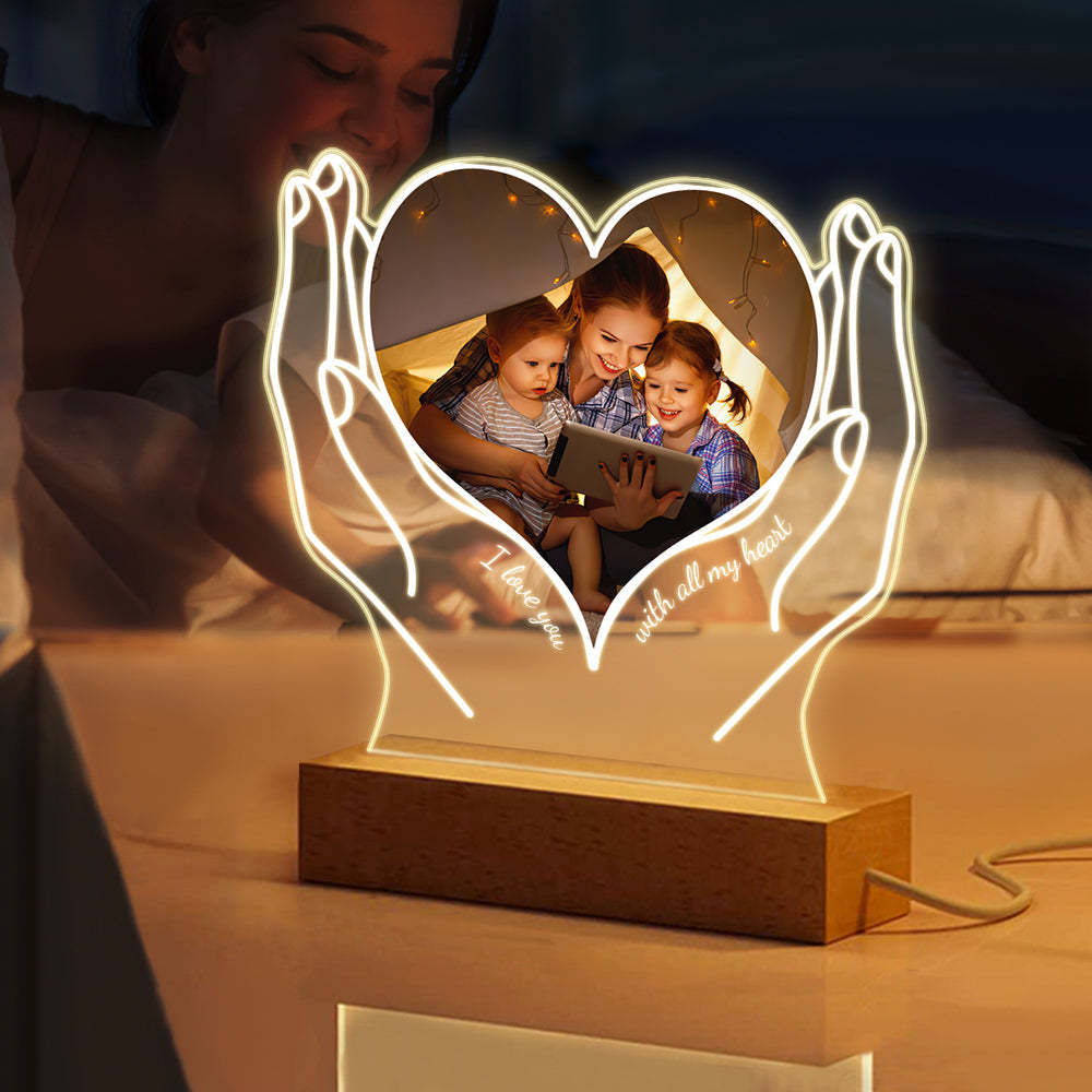 Luce Notturna In Acrilico Con Foto Personalizzata, Regalo Per La Mamma Da Parte Di Figlia E Figlio - 