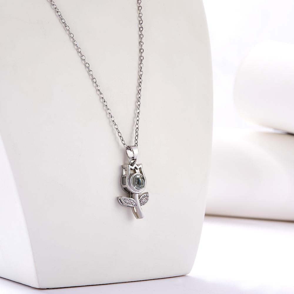 Collana Con Proiezione Personalizzata Regali Commemorativi Con Strass Rosa Con Foto Personalizzati - tuacollananome