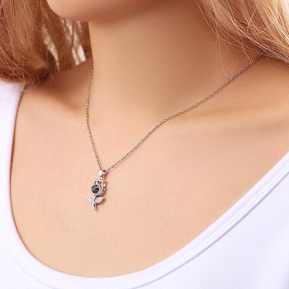 Collana Con Proiezione Personalizzata Regali Commemorativi Con Strass Rosa Con Foto Personalizzati - tuacollananome