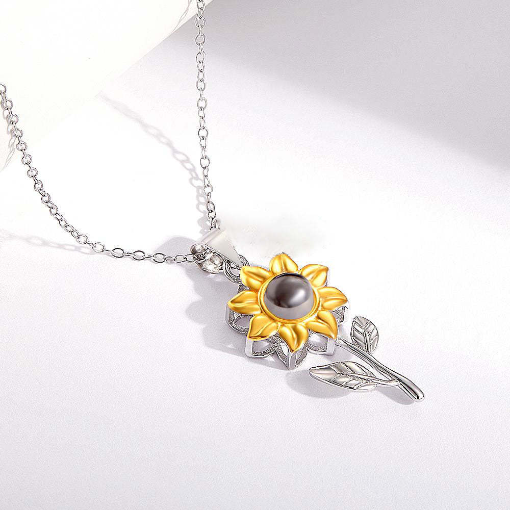 Collana Con Foto Personalizzata Foglie Di Girasole Regali Creativi - tuacollananome