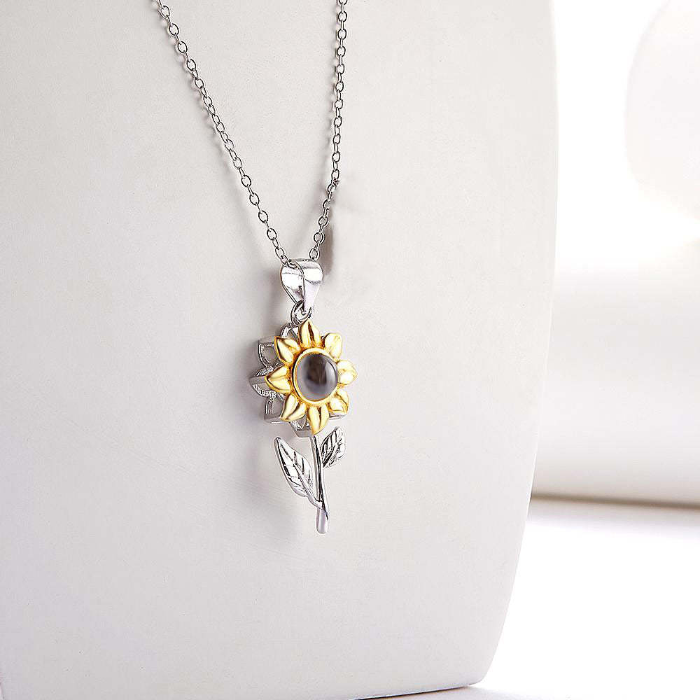 Collana Con Foto Personalizzata Foglie Di Girasole Regali Creativi - tuacollananome