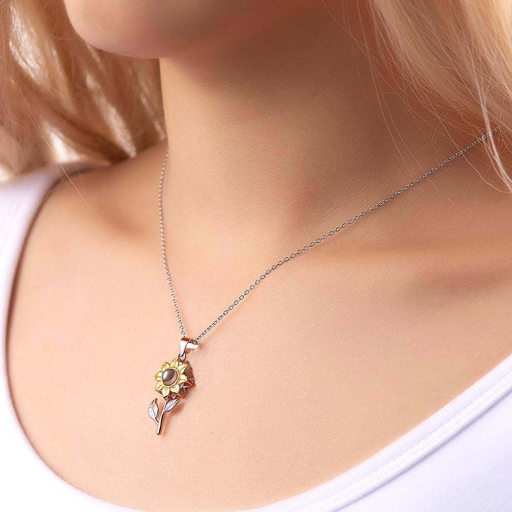 Collana Con Foto Personalizzata Foglie Di Girasole Regali Creativi - tuacollananome
