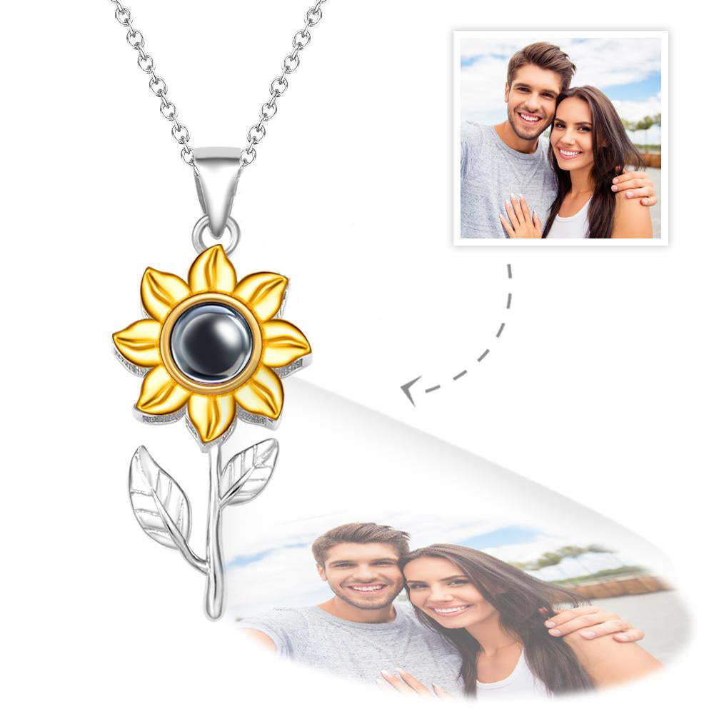 Collana Con Foto Personalizzata Foglie Di Girasole Regali Creativi - tuacollananome