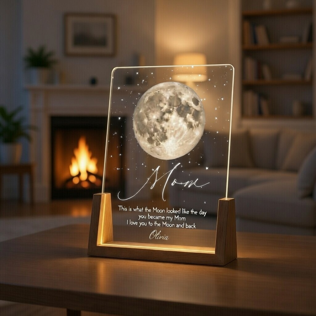 Regalo Per La Festa Della Mamma, Luce Notturna Personalizzata Con Fasi Lunari, Il Giorno In Cui Sei Diventata Mia Mamma, Lampada Con Fasi Lunari, Luce Notturna Personalizzata Con Fasi Lunari