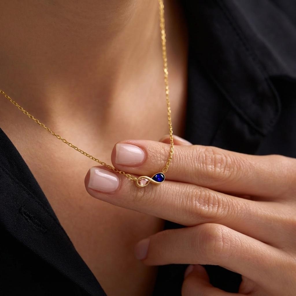 Collana Con Pietra Portafortuna Dell'infinito Collana Con Due Pietre Portafortuna Dell'infinito Personalizzata Per Coppie Regali Di San Valentino - 