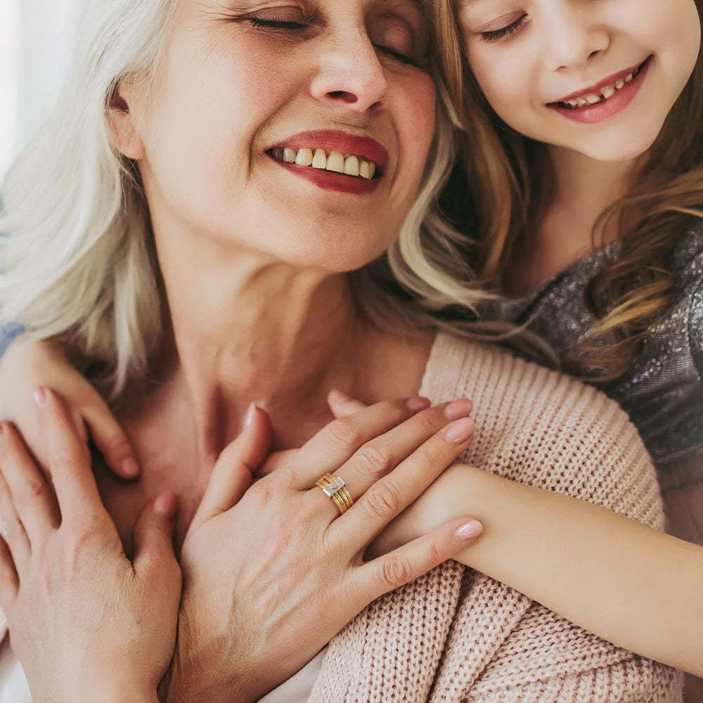 Anelli Personalizzati Impilabili Con Nome E Cuore, Gioielli Personalizzati Con Nome Di Famiglia, Anelli Con Nome Inciso Personalizzato, Anelli Impilabili Con Nome Di Famiglia - 