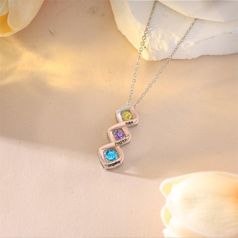 Collana Con Nome Personalizzato Con Pietre Portafortuna Personalizzate Collana Con Nome E Pietra Portafortuna Personalizzata, Regali Per Mamme, Famiglie, Anniversari - 