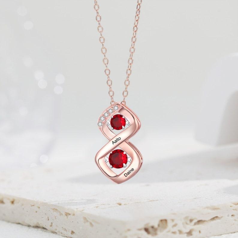 Collana Con Nome Personalizzato Con Pietre Portafortuna Personalizzate Collana Con Nome E Pietra Portafortuna Personalizzata, Regali Per Mamme, Famiglie, Anniversari - 