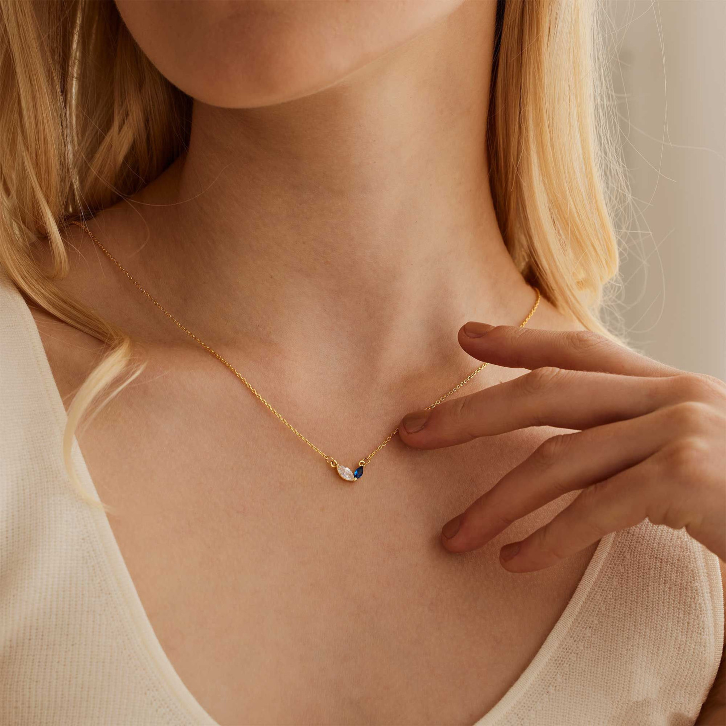 Collana Personalizzata Con Pietra Portafortuna Per Coppia Da Donna, Collana Personalizzata Con Pietre Preziose Per La Famiglia Con Pietre Marquise, Regali Di San Valentino - 