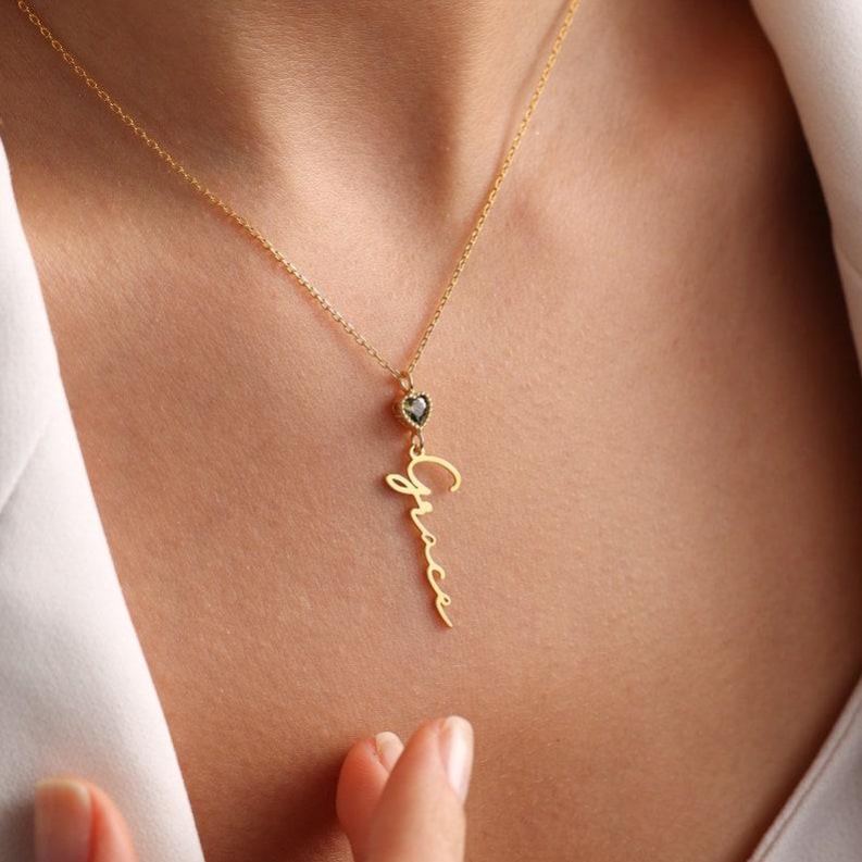 Collana Con Nome Personalizzato E Ciondolo Con Pietra Portafortuna Collana Con Nome Personalizzato E Pietra Portafortuna - 