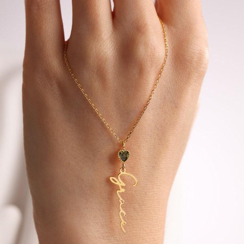 Collana Con Nome Personalizzato E Ciondolo Con Pietra Portafortuna Collana Con Nome Personalizzato E Pietra Portafortuna - 