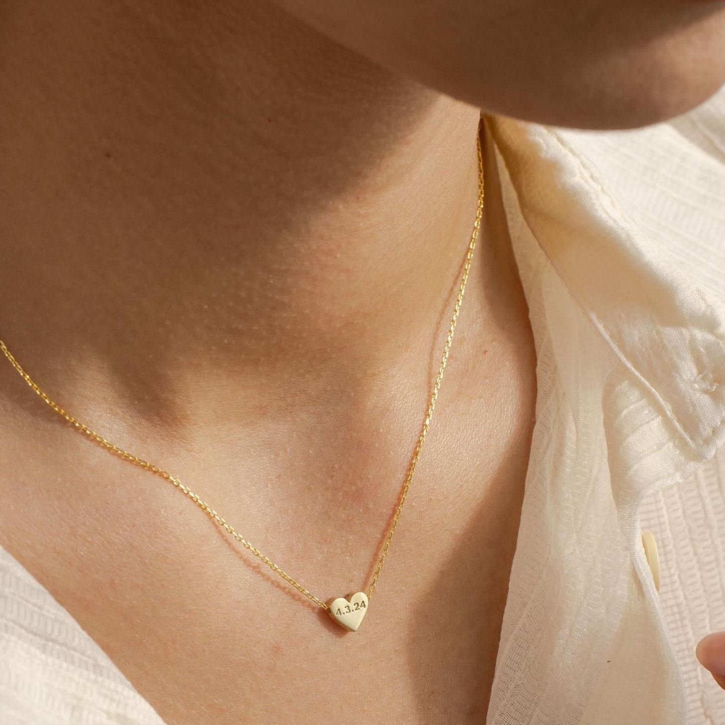 Collana Con Ciondolo A Cuore Con Data Personalizzata, Nomi Incisi Personalizzati E Collana Con Ciondolo A Cuore Con Data Speciale, Regali Di Anniversario - 