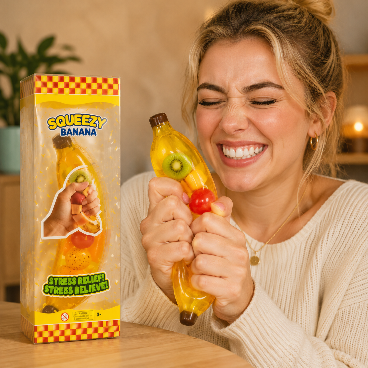 Giocattolo Squishy Realistico Con Gelatina Di Frutta E Banana | Giocattolo Antistress Riempito Di Frutta Trasparente Per Bambini E Adulti