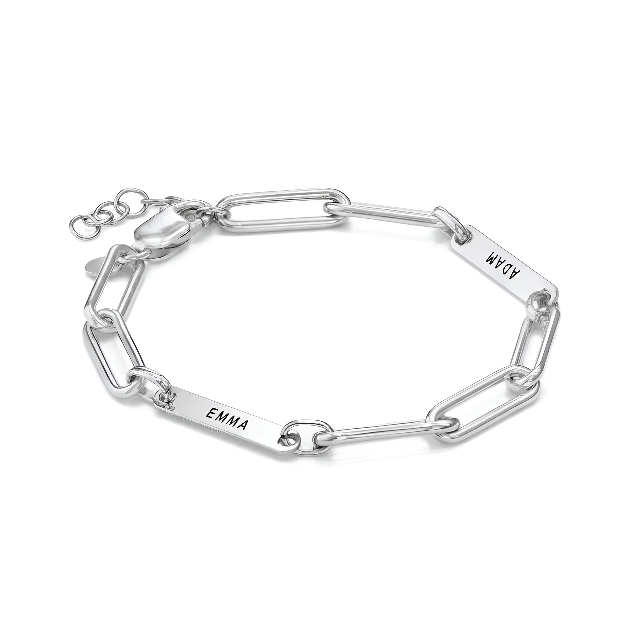 Braccialetto Con Maglie Personalizzate Per Coppie, Bracciale Con Nome Inciso Personalizzato, Bracciale Con Catena A Maglie Senza Tempo, Regalo Per Lei/lui