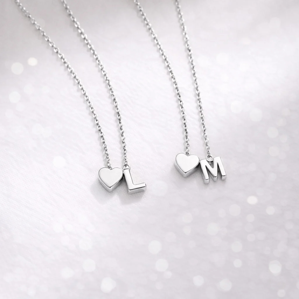 Collana Con Iniziale A Cuore Personalizzata, Collana Con Ciondolo A Forma Di Cuore Con Lettera Personalizzata, Delicata Collana Con Cuore Con Alfabeto, Regalo Di San Valentino - 