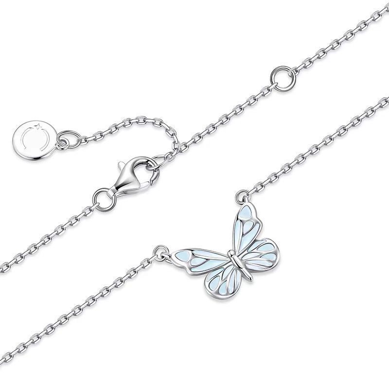 Collana A Farfalla Che Si Illumina Al Buio Catena Girocollo A Farfalla Blu Luminosa Per Donne E Ragazze - 
