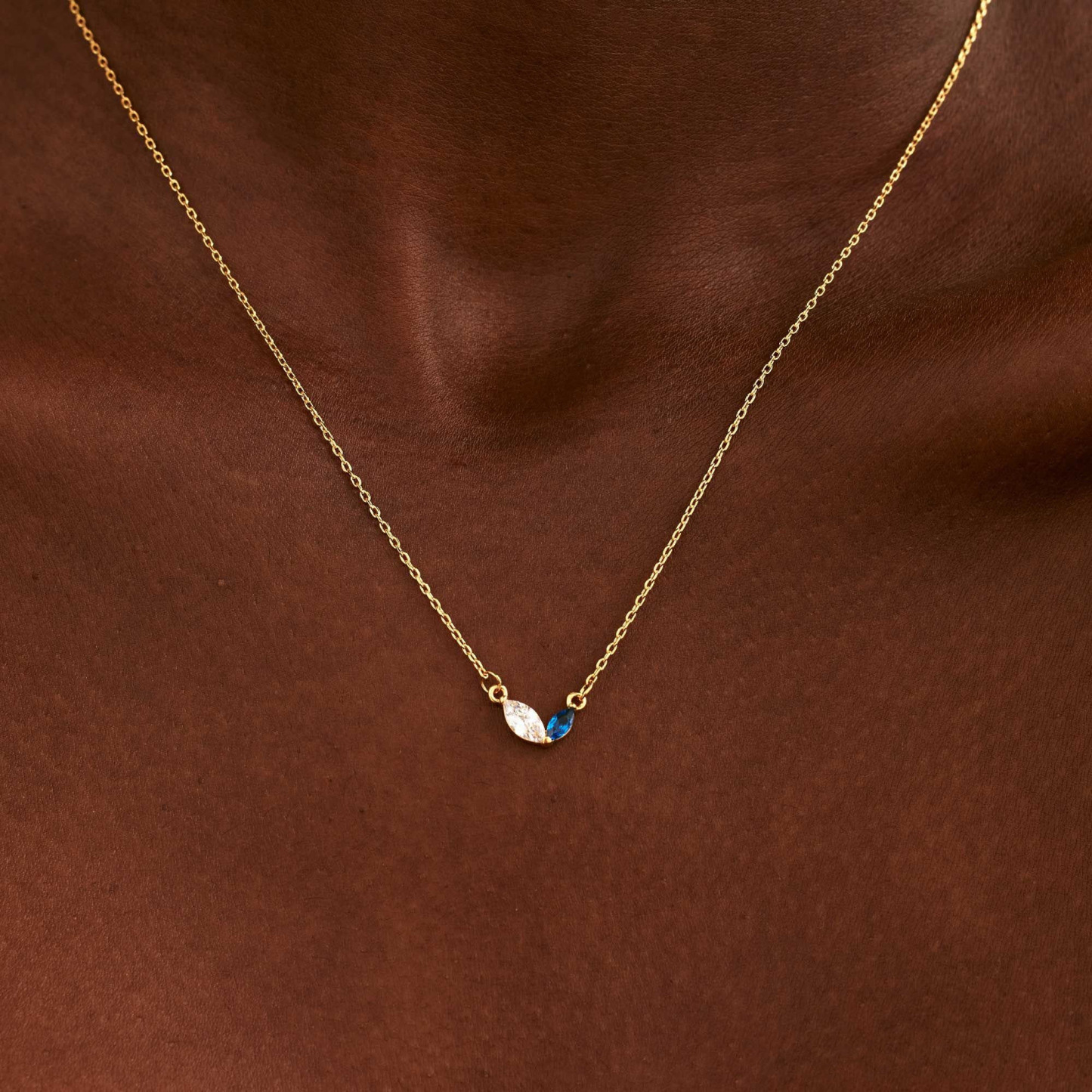 Collana Personalizzata Con Pietra Portafortuna Per Coppia Da Donna, Collana Personalizzata Con Pietre Preziose Per La Famiglia Con Pietre Marquise, Regali Di San Valentino - 