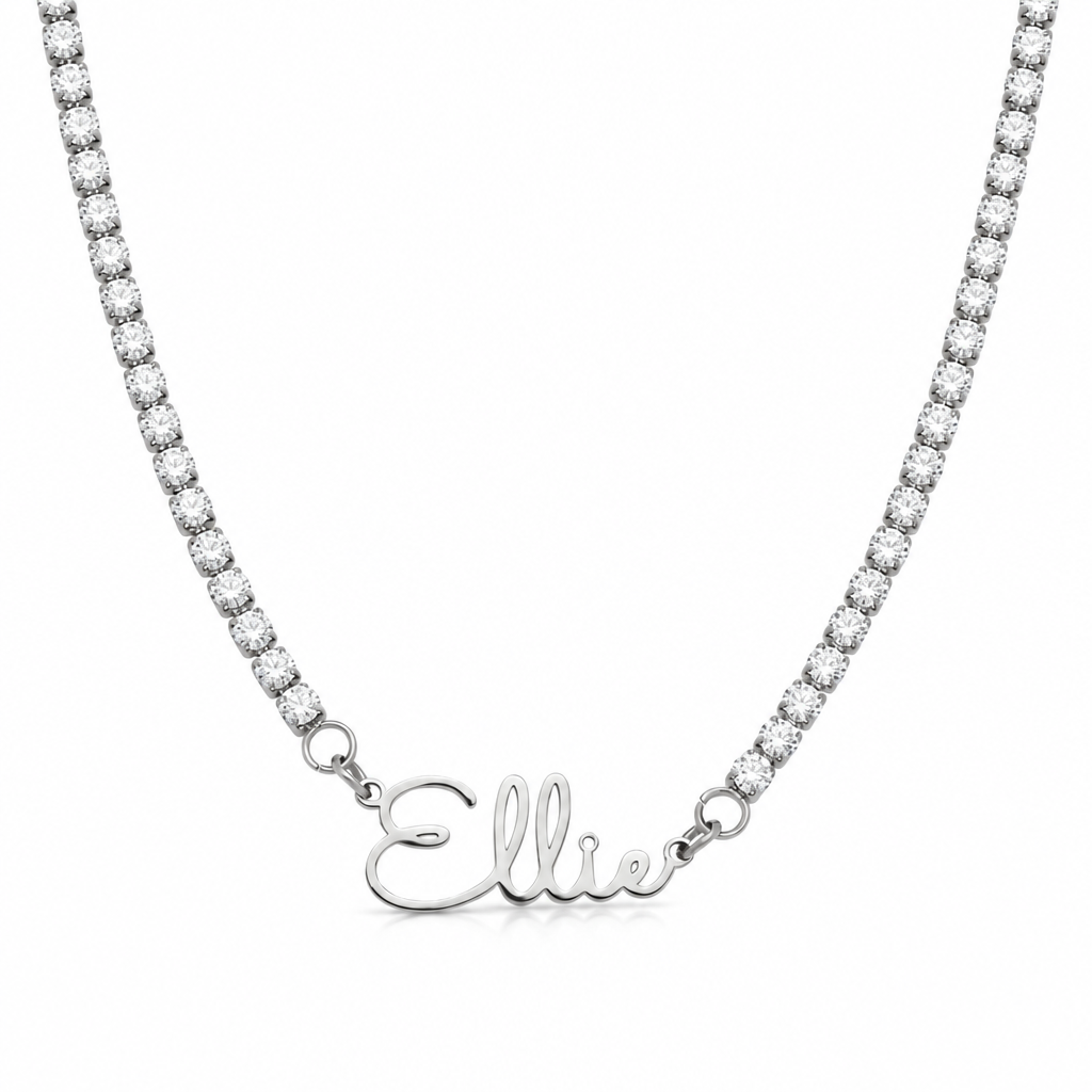 Collana Da Tennis Con Nome Personalizzato Catena Con Zirconi Con Nome Personalizzato Regalo Di Anniversario Per La Moglie - 