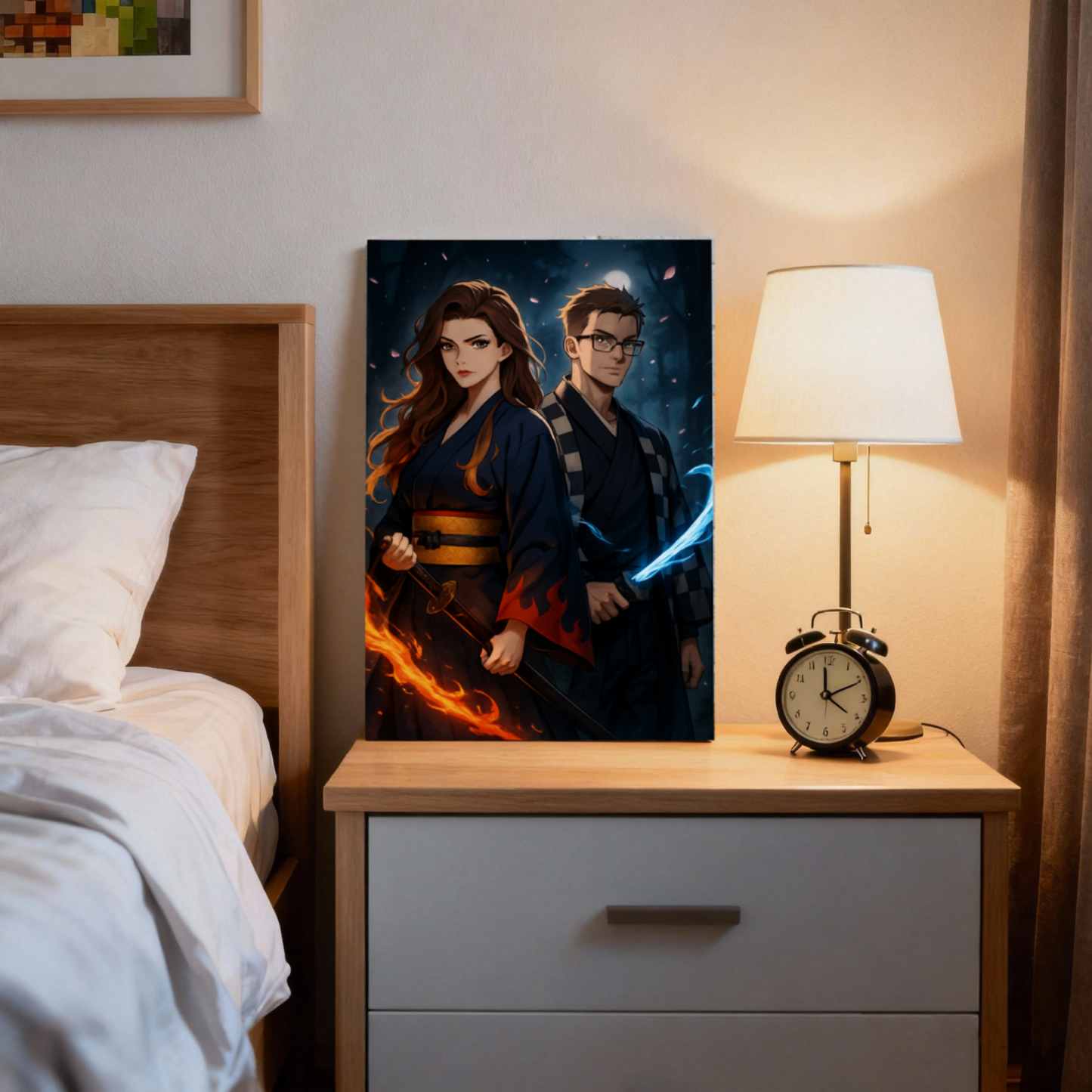 Ritratto Personalizzato In Stile Guerriero Anime Giapponese Su Tela, Stampa Fotografica Personalizzata Su Tela In Stile Anime, Ritratto Dell'era Taisho, Tela In Stile Manga Giapponese - 