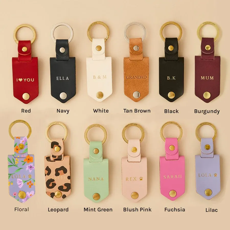 Portachiavi Personalizzato In Pelle Con Motivo Floreale, Album Fotografico Multiplo Personalizzato, Regalo Per La Festa Della Mamma. - 