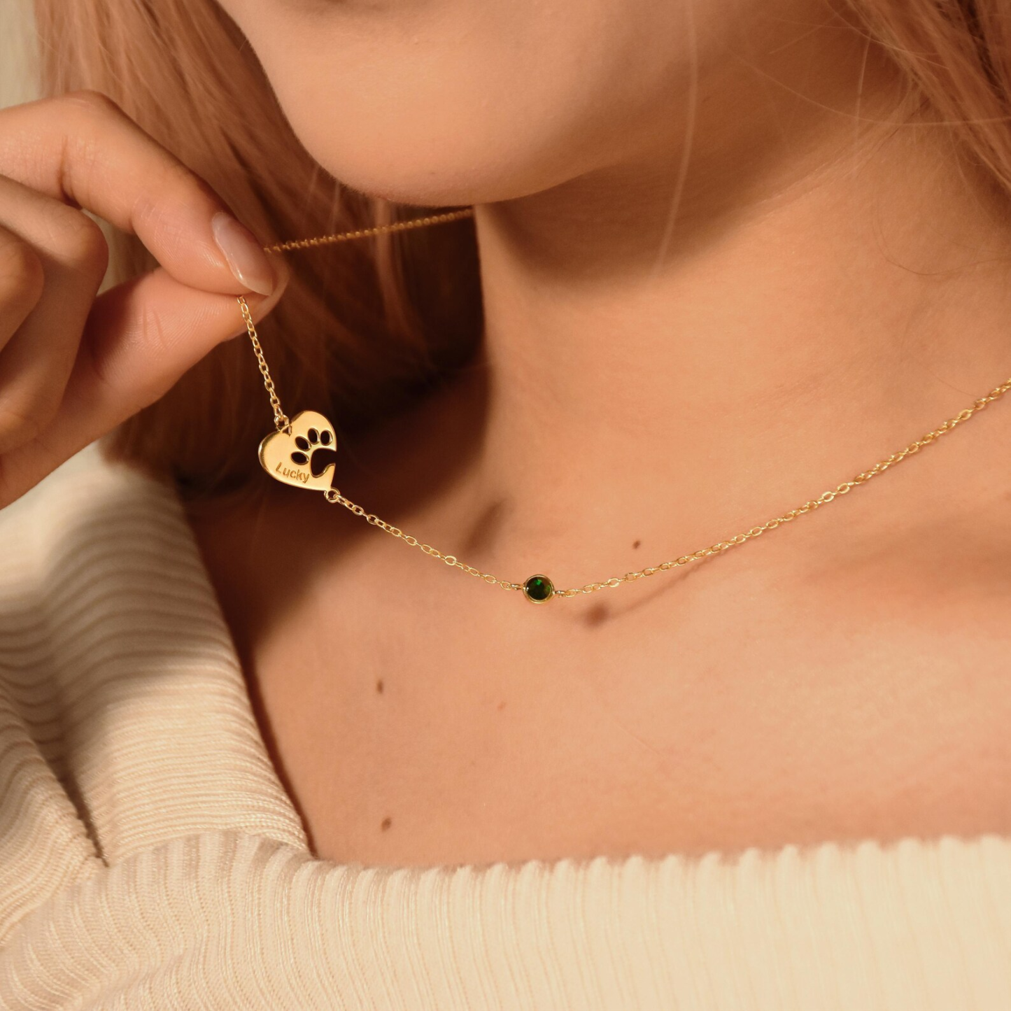 Collana Personalizzata Con Cuore E Zampa Collana Personalizzata Con Zampa Di Animale Domestico Con Nome E Pietra Portafortuna Per Gli Amanti Degli Animali - 