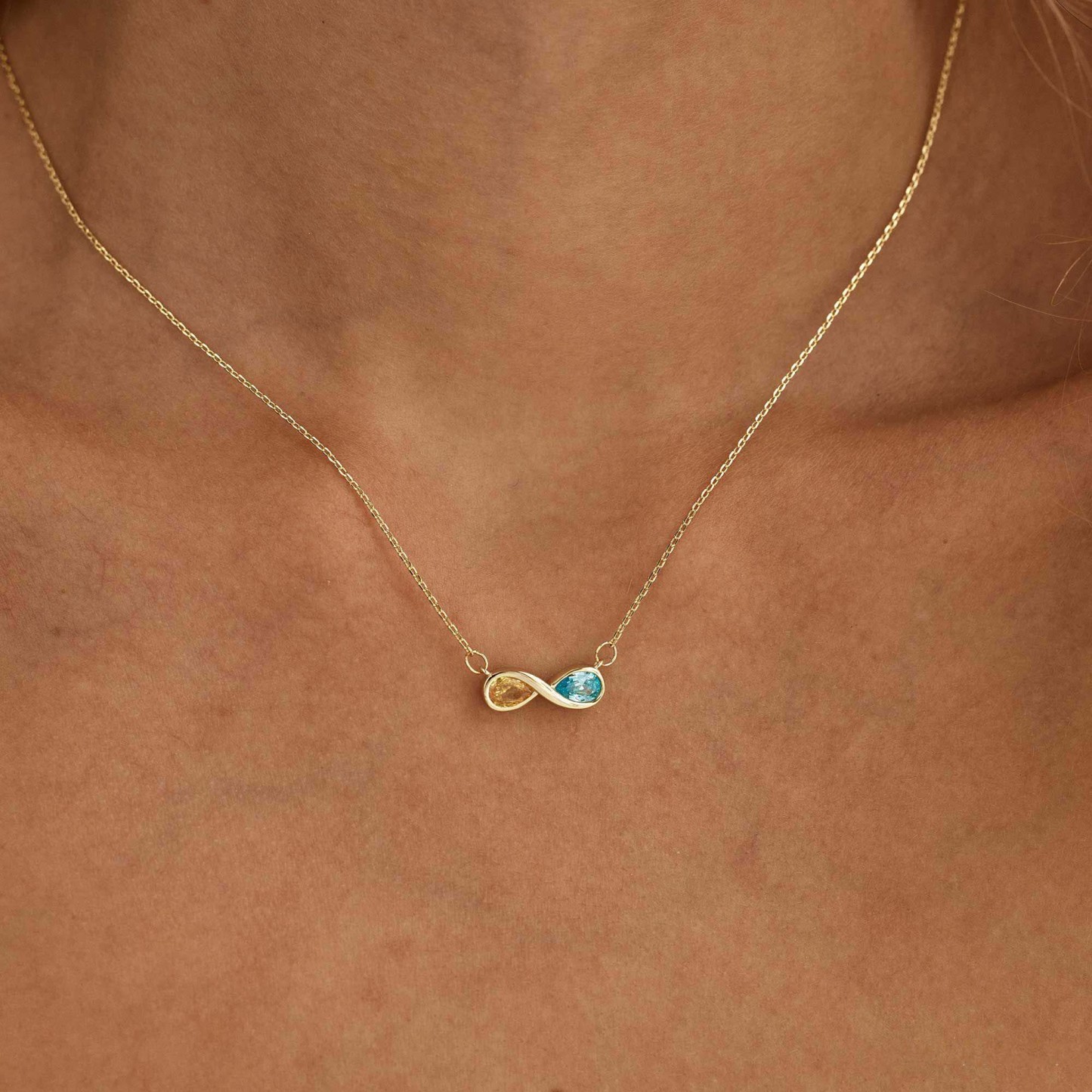Collana Personalizzata Infinity Birthstone Collana Personalizzata Con Due Portafortuna Infinity, Regalo Per Lei - 
