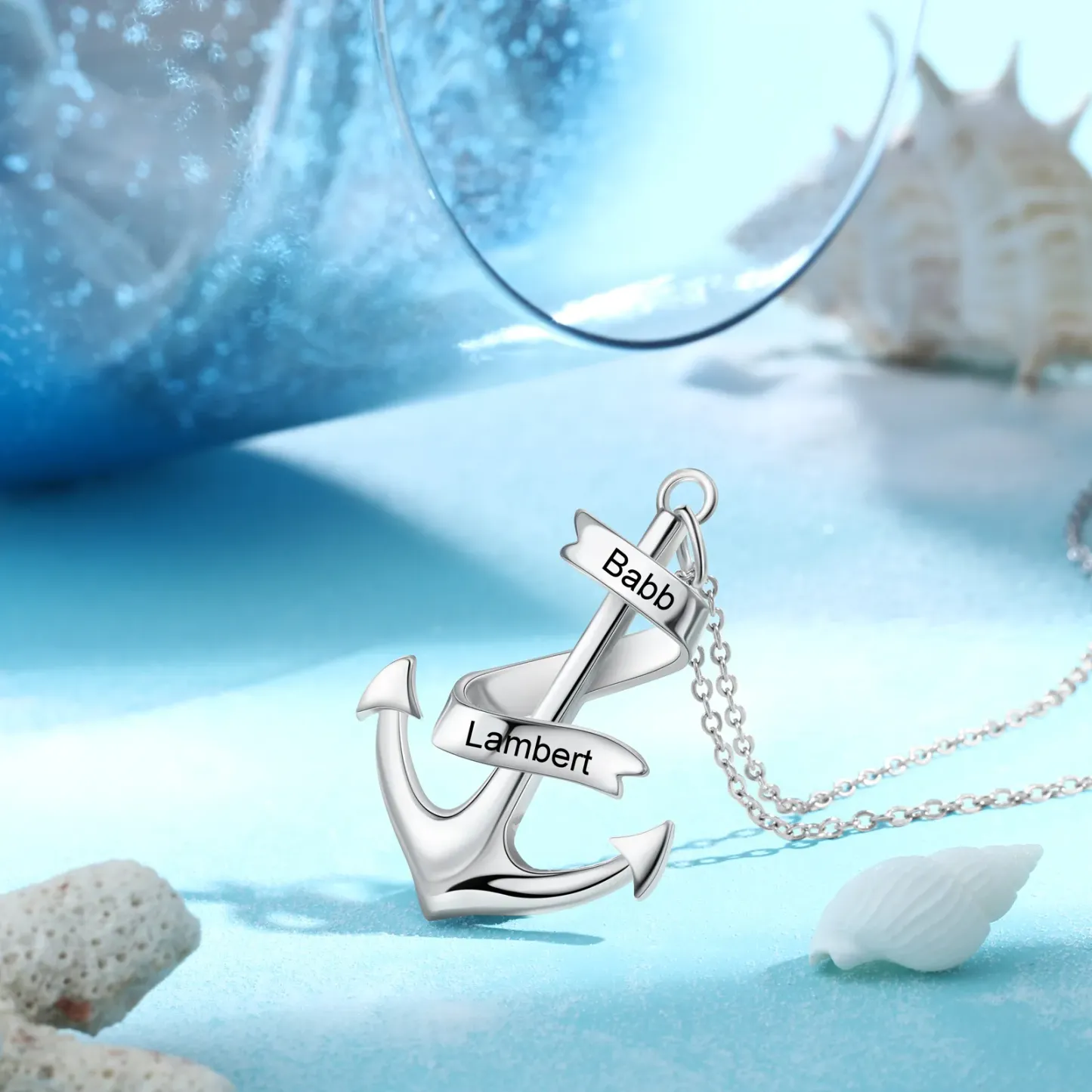 Collana Con Ancora Personalizzata Con 2 Nomi, Ciondolo Con Ancora Nautica Personalizzato, Collana Con Ancora Pirata Incisa, Regali Per Gli Amici - 