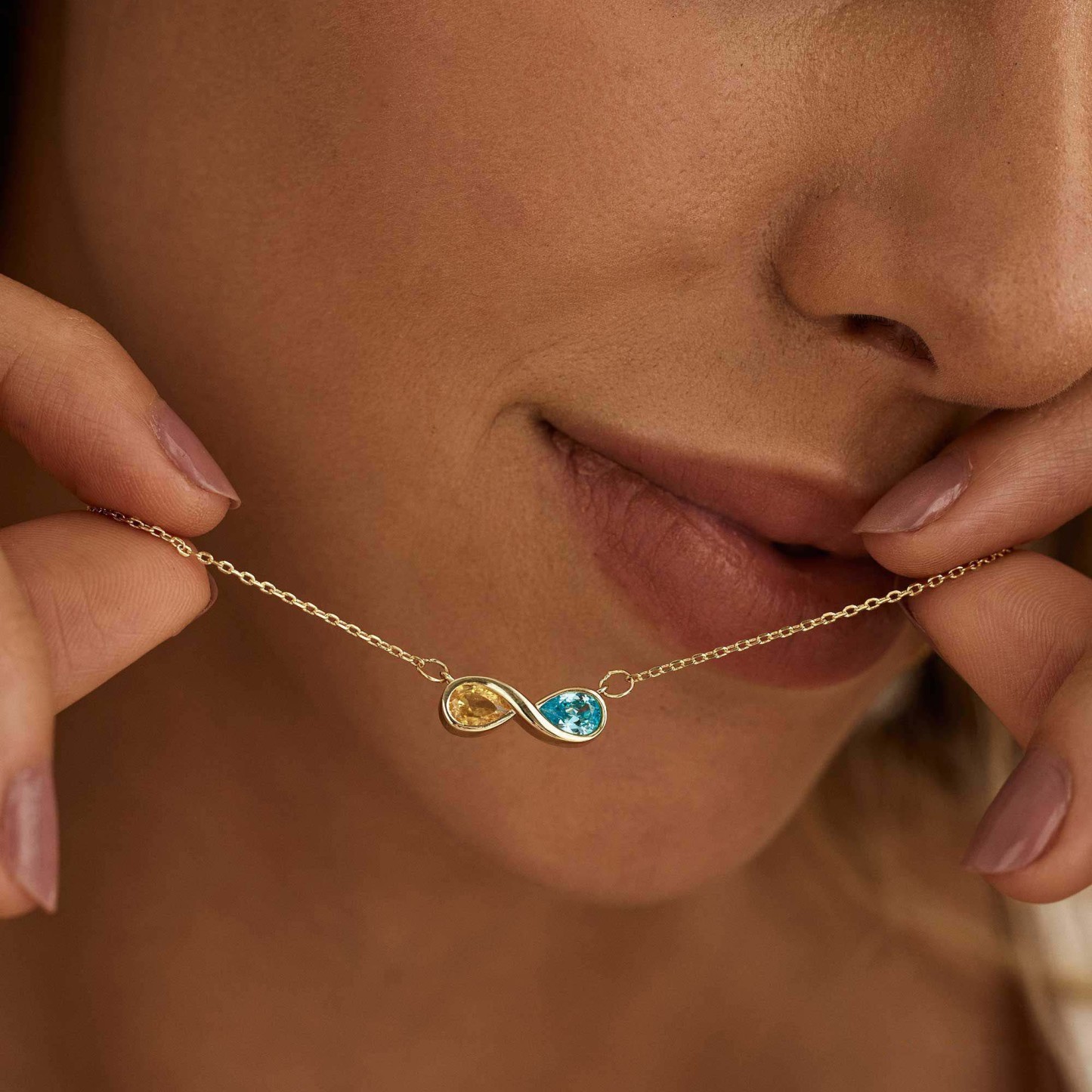 Collana Personalizzata Infinity Birthstone Collana Personalizzata Con Due Portafortuna Infinity, Regalo Per Lei - 