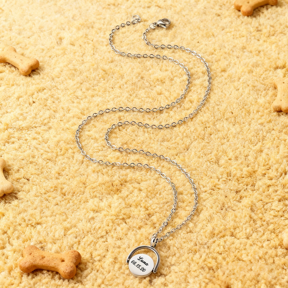 Collana Girevole Con Foto Personalizzata Per Animali Domestici, Nome Personalizzato, Data, Ciondolo Girevole Commemorativo Per Animali Domestici, Regalo Per Ogni Amante - 