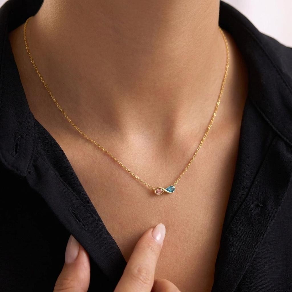 Collana Con Pietra Portafortuna Dell'infinito Collana Con Due Pietre Portafortuna Dell'infinito Personalizzata Per Coppie Regali Di San Valentino - 