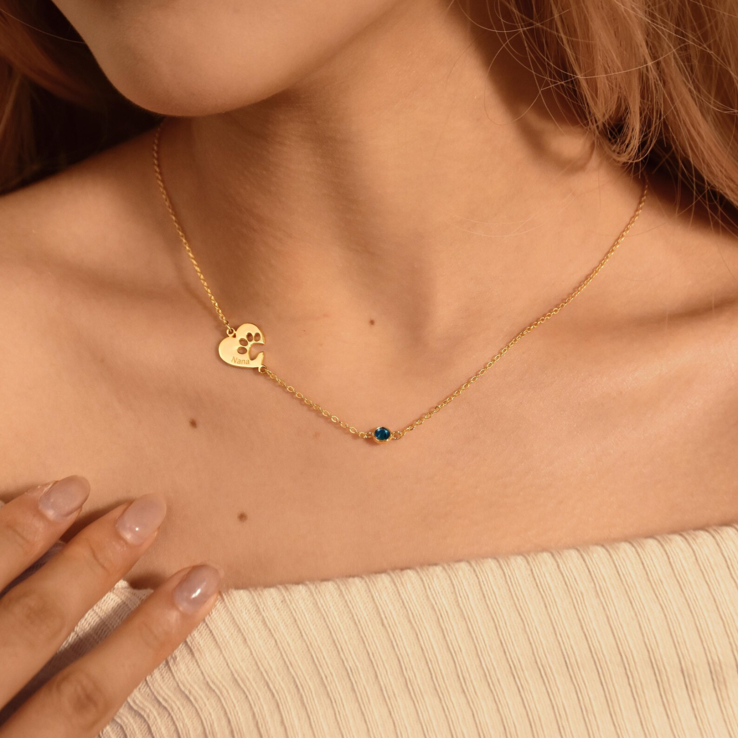 Collana Personalizzata Con Cuore E Zampa Collana Personalizzata Con Zampa Di Animale Domestico Con Nome E Pietra Portafortuna Per Gli Amanti Degli Animali - 