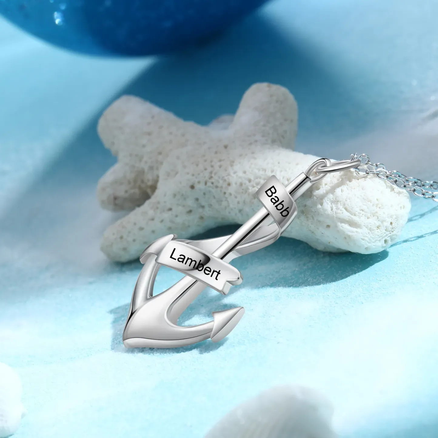 Collana Con Ancora Personalizzata Con 2 Nomi, Ciondolo Con Ancora Nautica Personalizzato, Collana Con Ancora Pirata Incisa, Regali Per Gli Amici - 