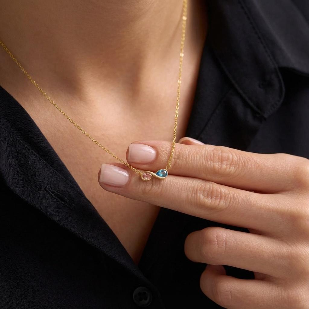 Collana Con Pietra Portafortuna Dell'infinito Collana Con Due Pietre Portafortuna Dell'infinito Personalizzata Per Coppie Regali Di San Valentino - 