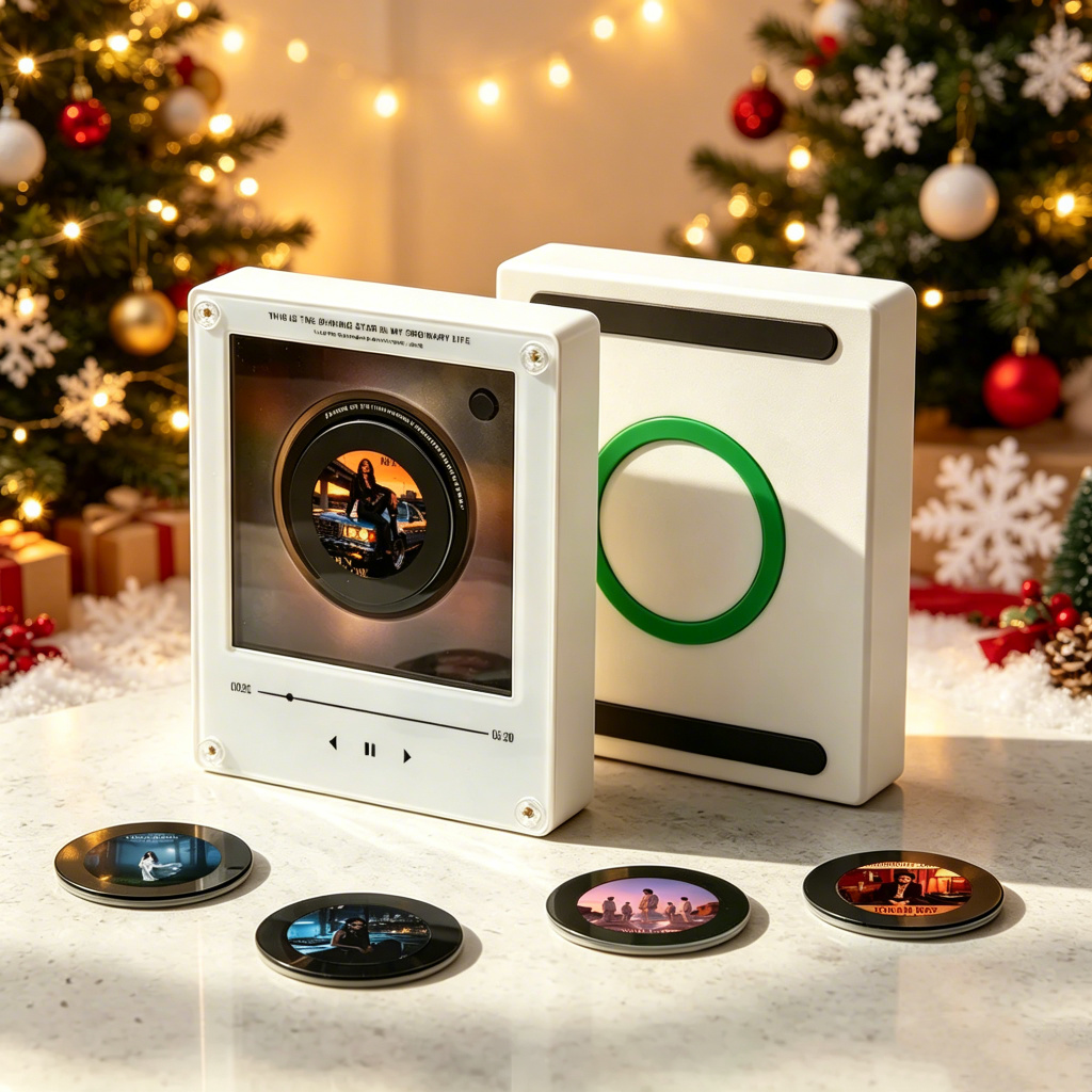 Mini Lecteur De Disques Vinyles Personnalisé Avec 9 Disques, Lecteur De Disques Magnétiques Et Batterie Rechargeable - Idée Cadeau De Noël - votrecollierprenomfr