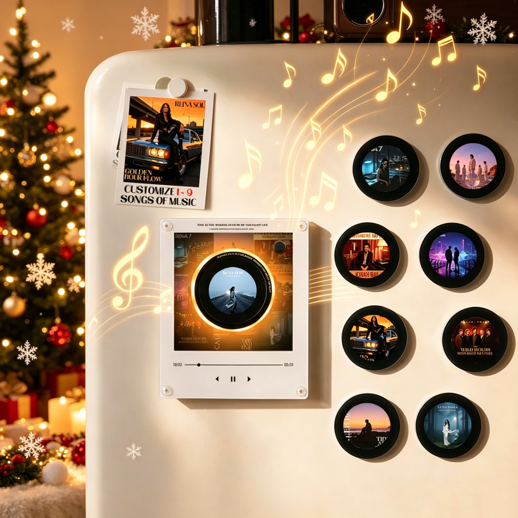 Mini Lecteur De Disques Vinyles Personnalisé Avec 9 Disques, Lecteur De Disques Magnétiques Et Batterie Rechargeable - Idée Cadeau De Noël - votrecollierprenomfr