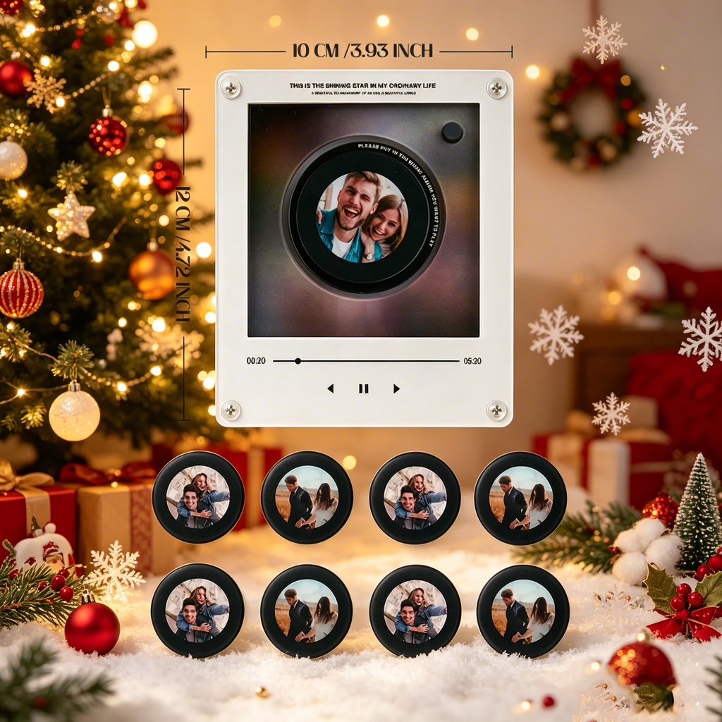Mini Lecteur De Disques Vinyles Personnalisé Avec 9 Disques, Lecteur De Disques Magnétiques Et Batterie Rechargeable - Idée Cadeau De Noël - votrecollierprenomfr