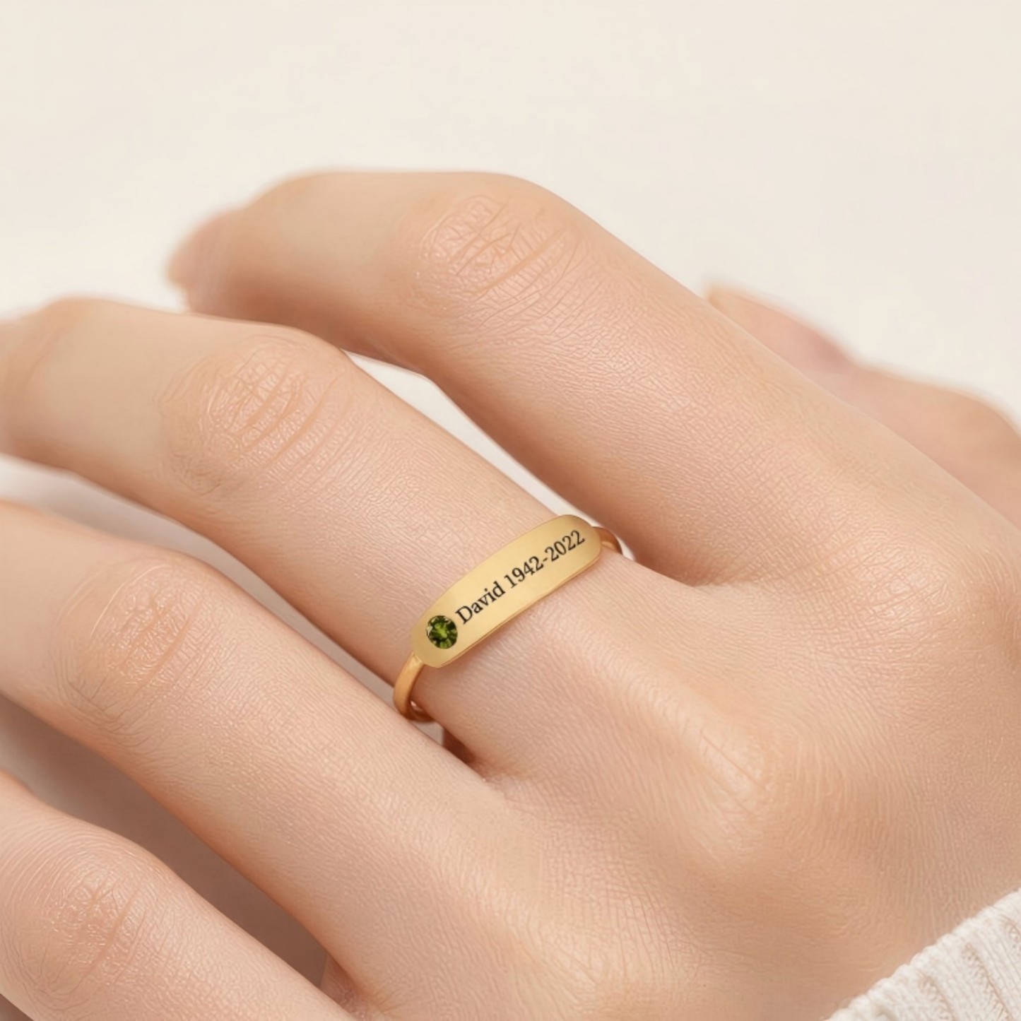 Bague commémorative personnalisée avec pierre de naissance pour se souvenir de quelqu'un que vous avez aimé - votrecollierprenomfr