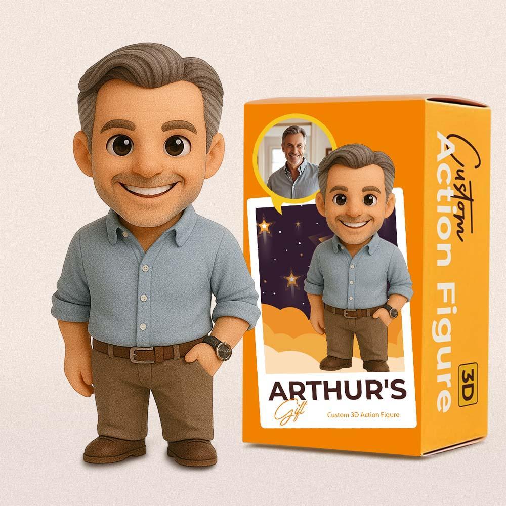 Figurine Articulée 3d Personnalisée. Transformez Votre Photo En Un Cadeau Unique Pour Votre Père. - votrecollierprenomfr