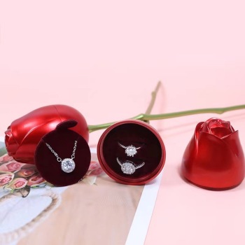 Boîte À Bijoux Rose À Longue Tige, Boîte À Demande Secrète, Boîte À Bague Rose Rouge, Emballage Cadeau Romantique Pour La Saint-valentin - votrecollierprenomfr