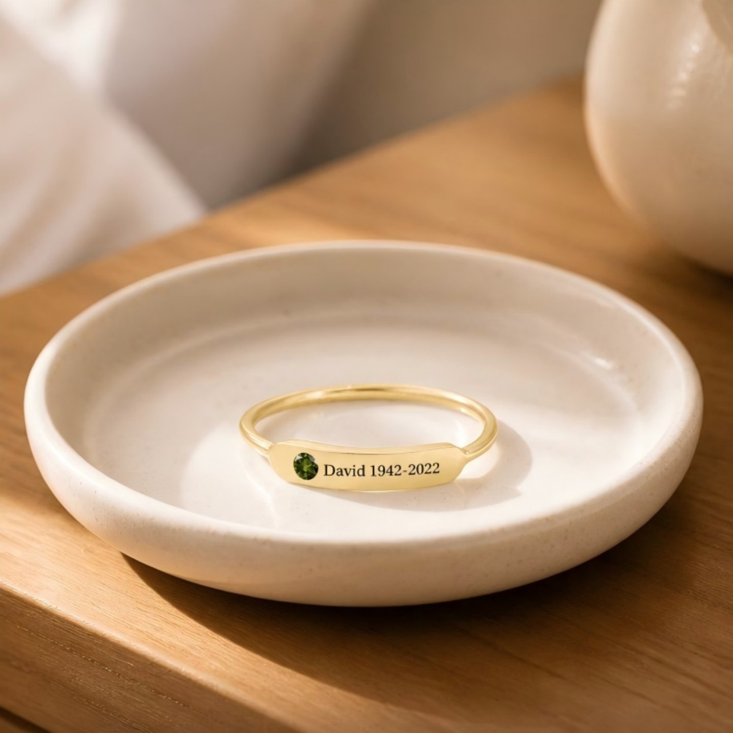Bague commémorative personnalisée avec pierre de naissance pour se souvenir de quelqu'un que vous avez aimé - votrecollierprenomfr