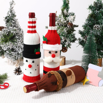 Lot De 3 Housses De Bouteille De Vin Tricotées Pour Noël - Décorations De Noël : Père Noël, Bonhomme De Neige Et Renne - Réutilisables - Idée Cadeau - votrecollierprenomfr