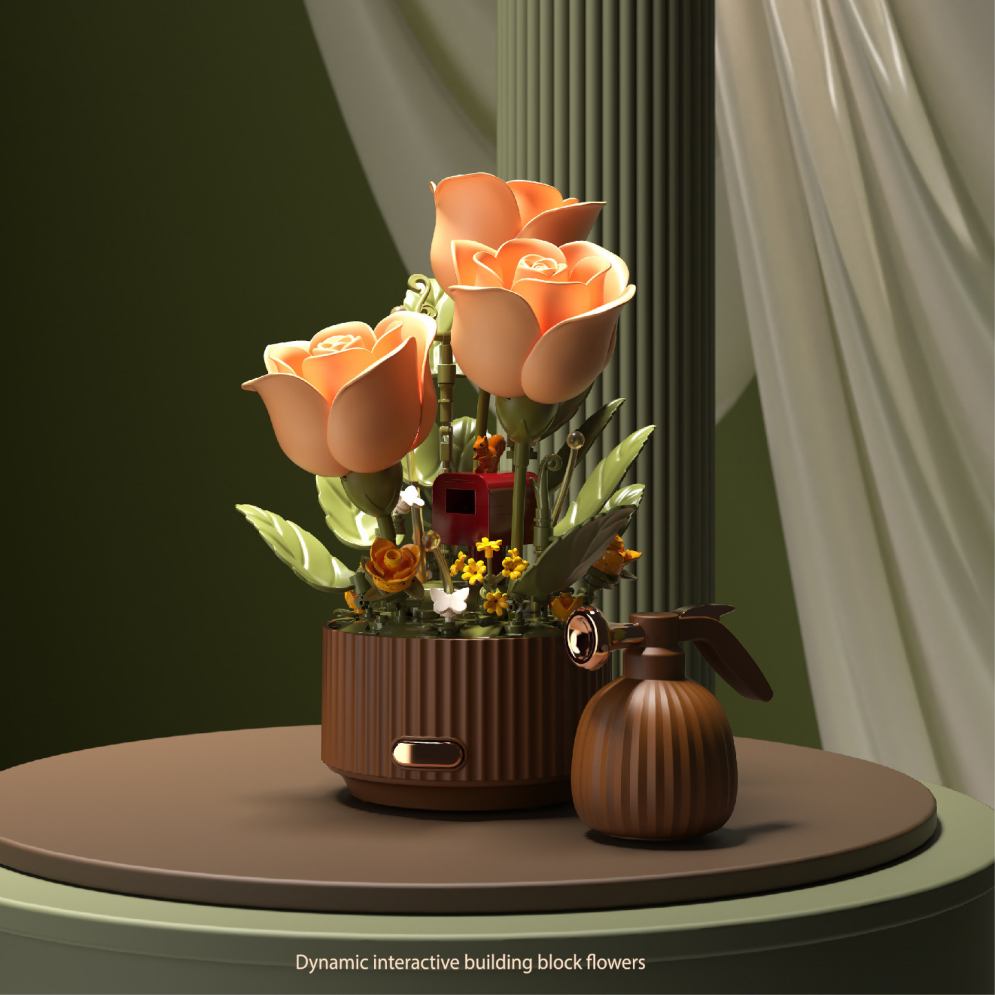 Lampe Rose Interactive Et Dynamique À Construire, Modèle D'arrosage Et De Floraison, Décoration Romantique En Briques De Fleurs Éternelles, Cadeau De Table Rose À Faire Soi-même Pour Elle - votrecollierprenomfr