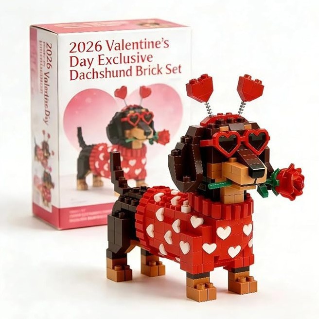Cadeaux De Saint-valentin Ensemble De Blocs De Construction Exclusif En Forme De Teckel Ensemble De Briques À Monter Soi-même Sur Le Thème Du Chiot Romantique Pour Lui Ou Elle - votrecollierprenomfr