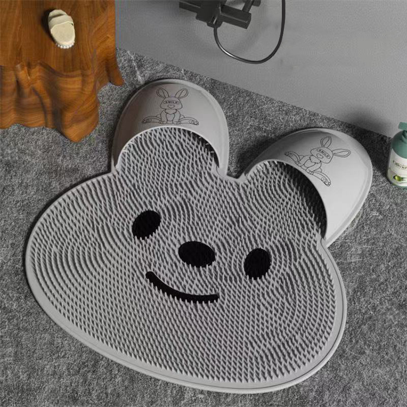 Tapis De Douche En Silicone En Forme De Lapin Mignon, Masseur Et Nettoyant Pour Les Pieds Avec Ventouses, Fixation Murale Facile Pour Le Séchage - votrecollierprenomfr